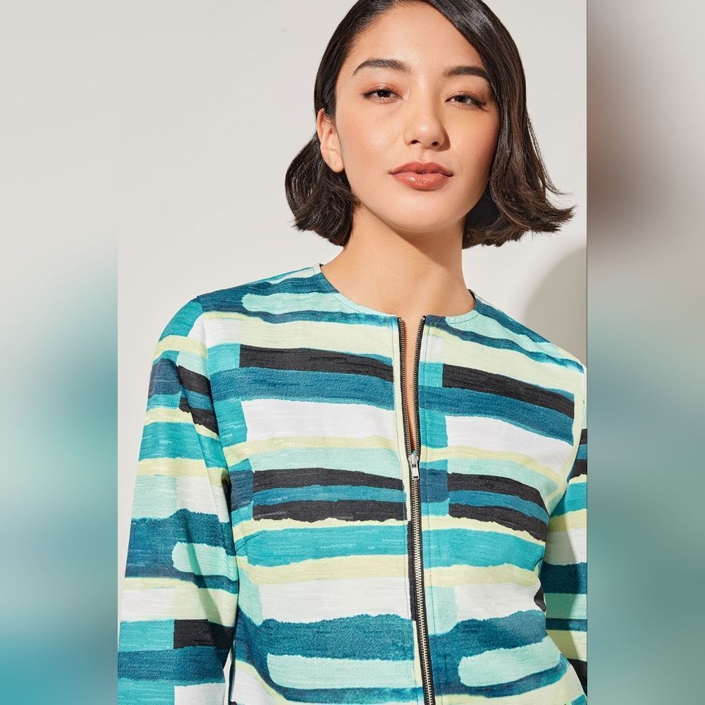 Georgeous Ming Wang Abstract Woven Multicolor Women's Jacket Xxs Nwt